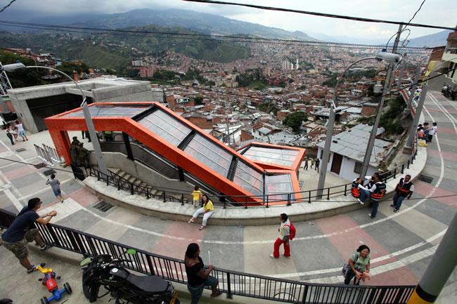 Escalators in Comuna 13 Medellin