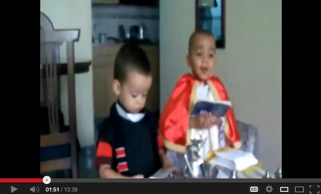 Three year old priest in Colombian becomes viral hit