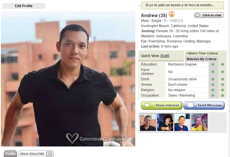 Andrew's Colombian Cupid Profile