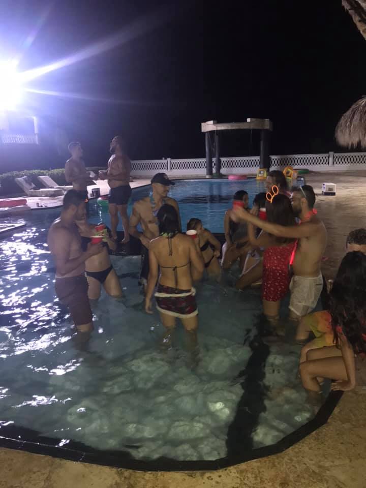 Dance party in the pool